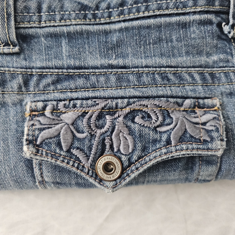 Smart Set Embroidered Pockets Denim Mini Skirt Y2K Sz 9 - Picture 13 of 13